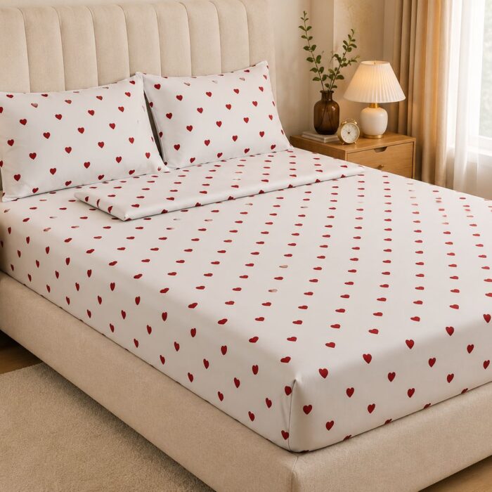 printed cotton sheet heart